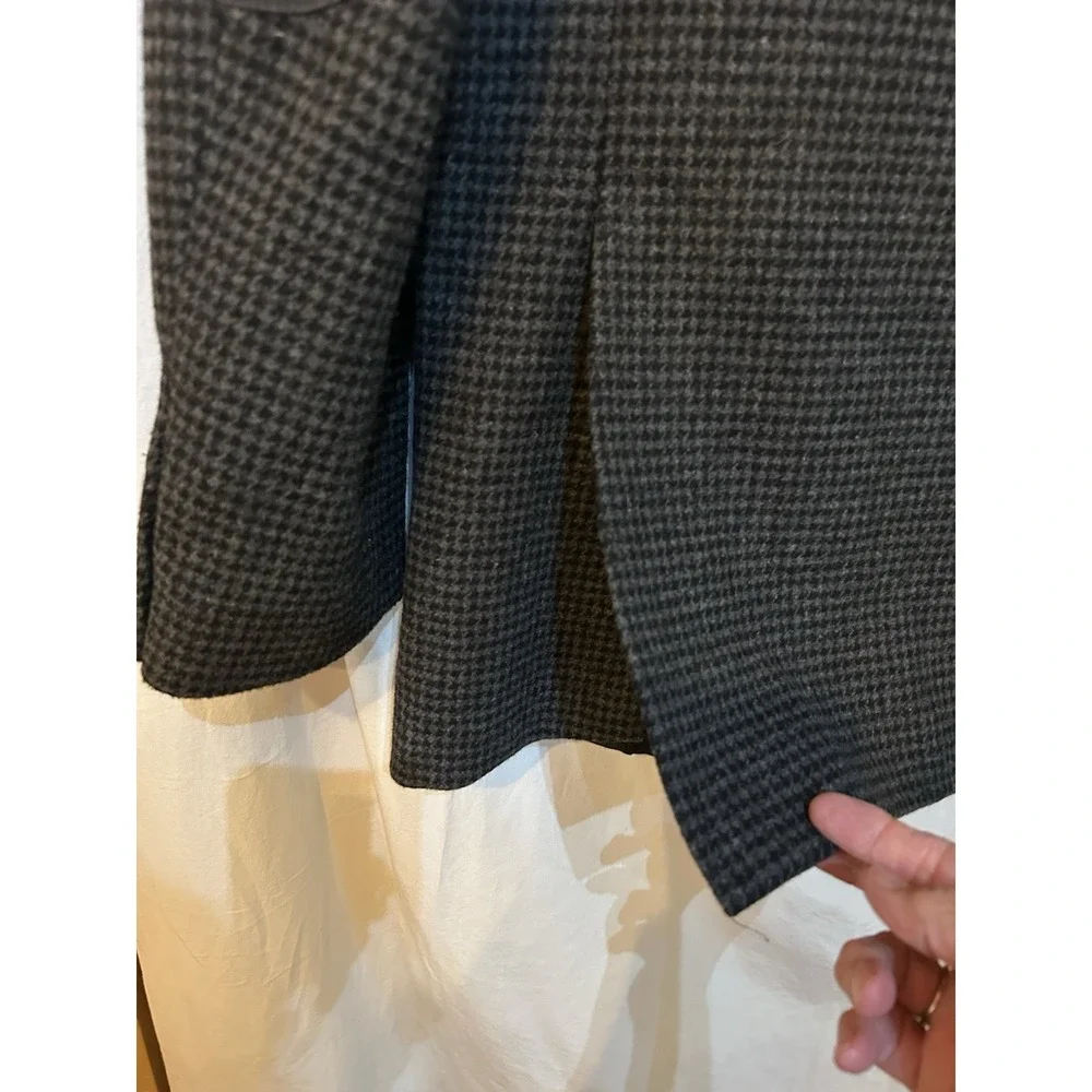 Marc Anthony Peacoat W/Bib Black‎ Gray Houndstooth Mens 40L Elbow Patch